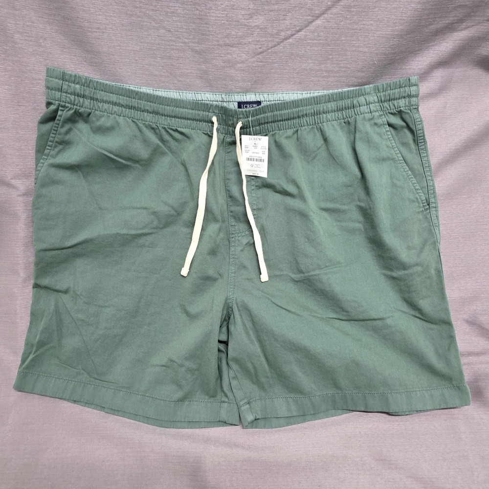 $69 NWT J.Crew Mens Dock Shorts Green Cotton Elastic Waist XXL Preppy Safari